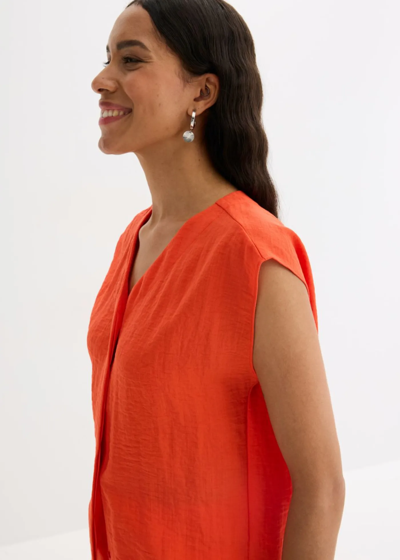 bonprix bonprix Blusa de mezcla de viscosa ligera Rojo amapola Sale