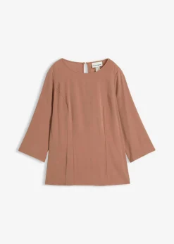 bonprix bonprix Blusa de mezcla de viscosa fluida Marrón castaño Best