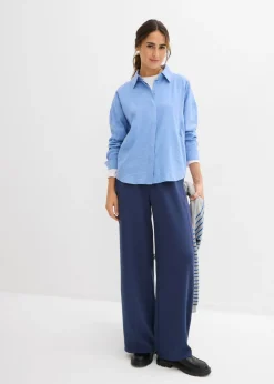 bonprix bonprix Blusa de mezcla de viscosa con bolsillos azul provenzal Sale