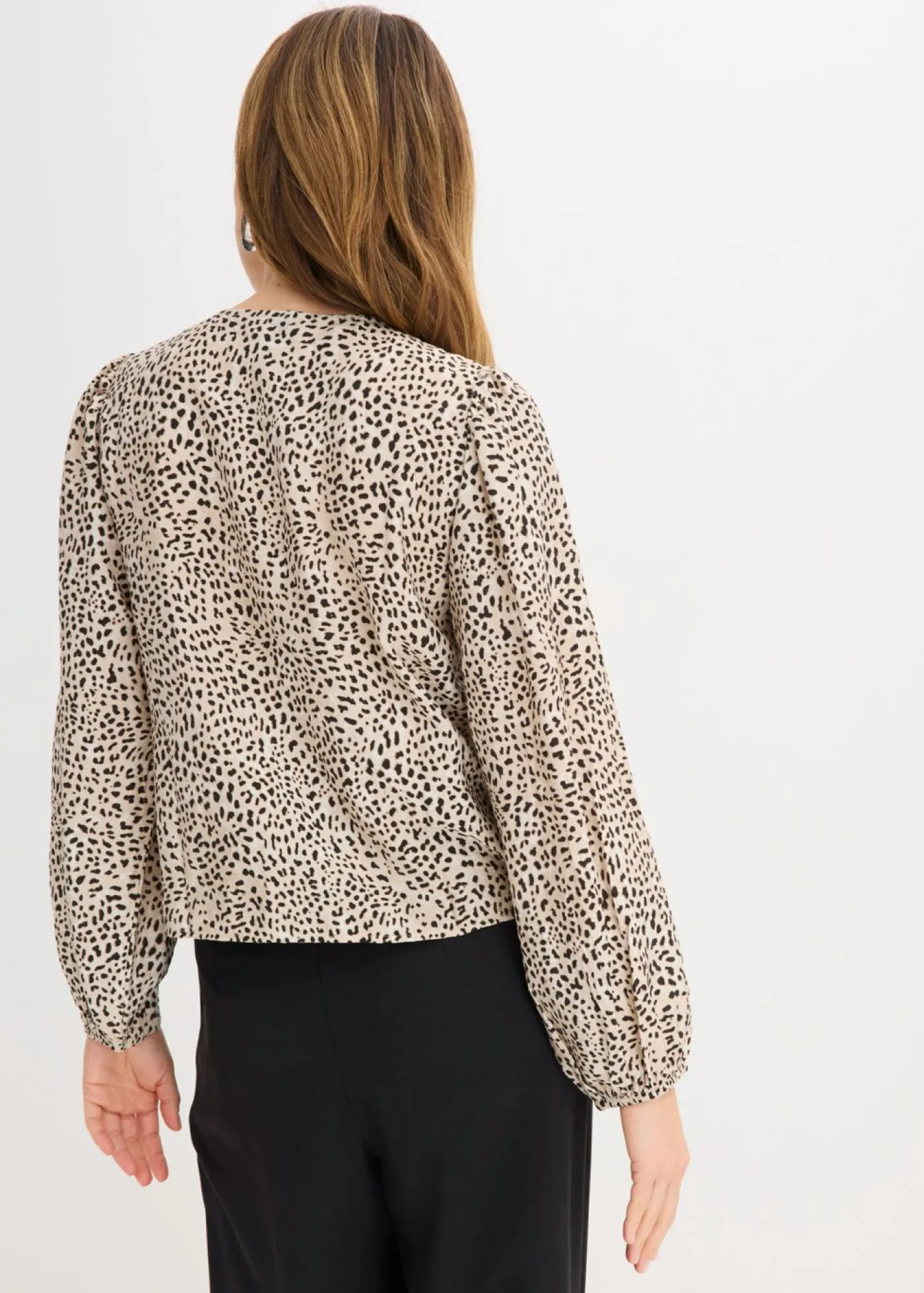bonprix bonprix Blusa de mezcla de viscosa Blanco lana-negro Clearance