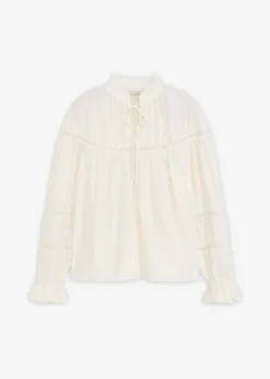 bonprix bonprix Blusa de mezcla de viscosa fina blanco perla Sale