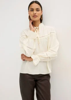 bonprix bonprix Blusa de mezcla de viscosa fina blanco perla Sale