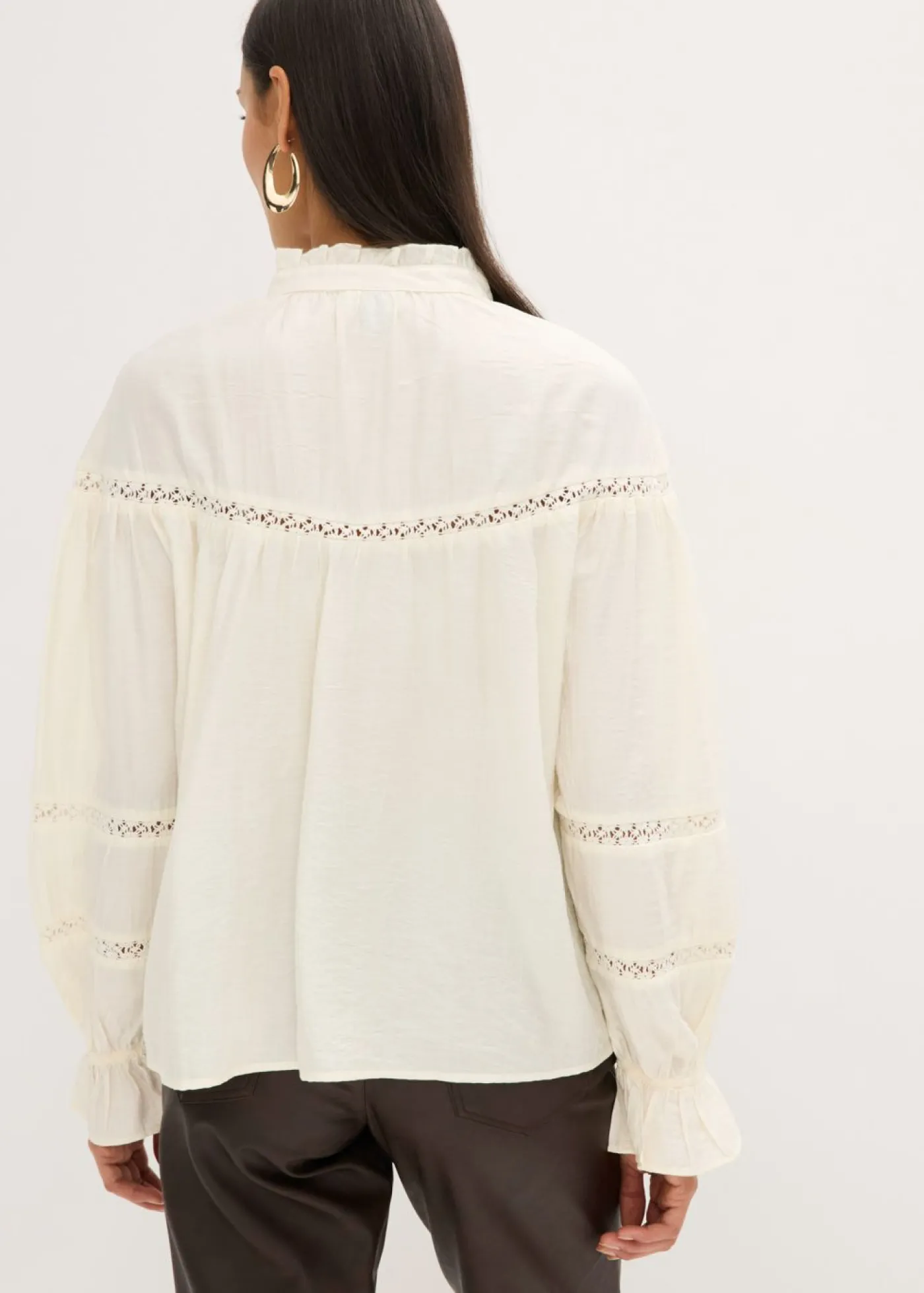 bonprix bonprix Blusa de mezcla de viscosa fina blanco perla Sale