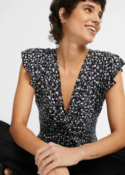 bonprix bonprix Blusa de mezcla de viscosa Rosa-blanco de flores Best