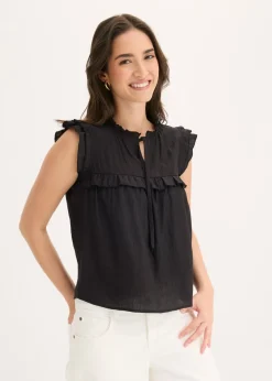 bonprix bonprix Blusa de mezcla de viscosa Negro Online