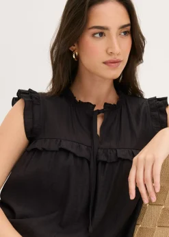 bonprix bonprix Blusa de mezcla de viscosa Negro Online