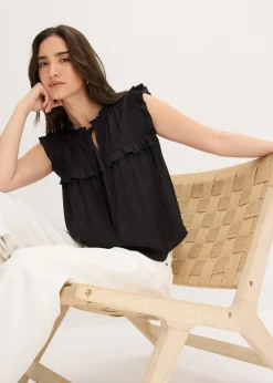 bonprix bonprix Blusa de mezcla de viscosa Negro Online