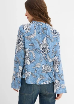 bonprix bonprix Blusa de mezcla suave de modal Azul ola de flores Hot