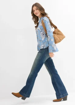 bonprix bonprix Blusa de mezcla suave de modal Azul ola de flores Hot