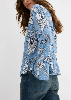 bonprix bonprix Blusa de mezcla suave de modal Azul ola de flores Hot