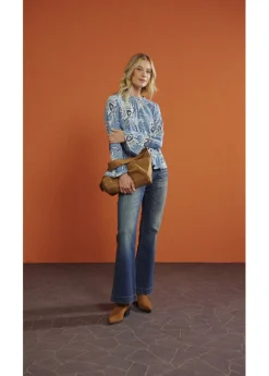 bonprix bonprix Blusa de mezcla suave de modal Azul ola de flores Hot