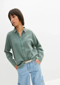 bonprix bonprix Blusa de muselina Denim claro desgastado Hot
