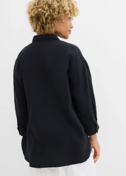 bonprix bonprix Blusa de muselina Negro Hot