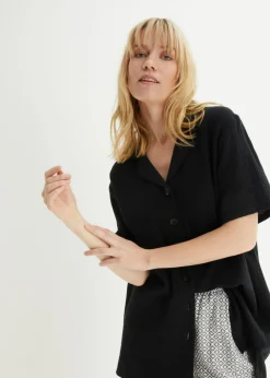bonprix bonprix Blusa de muselina Negro Hot
