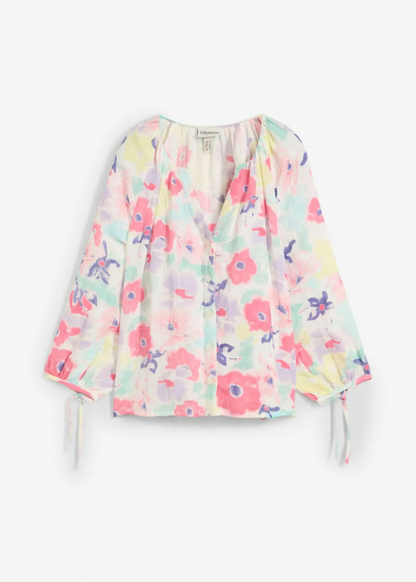 bonprix bonprix Blusa de muselina de algodón puro multicolor con flores Sale