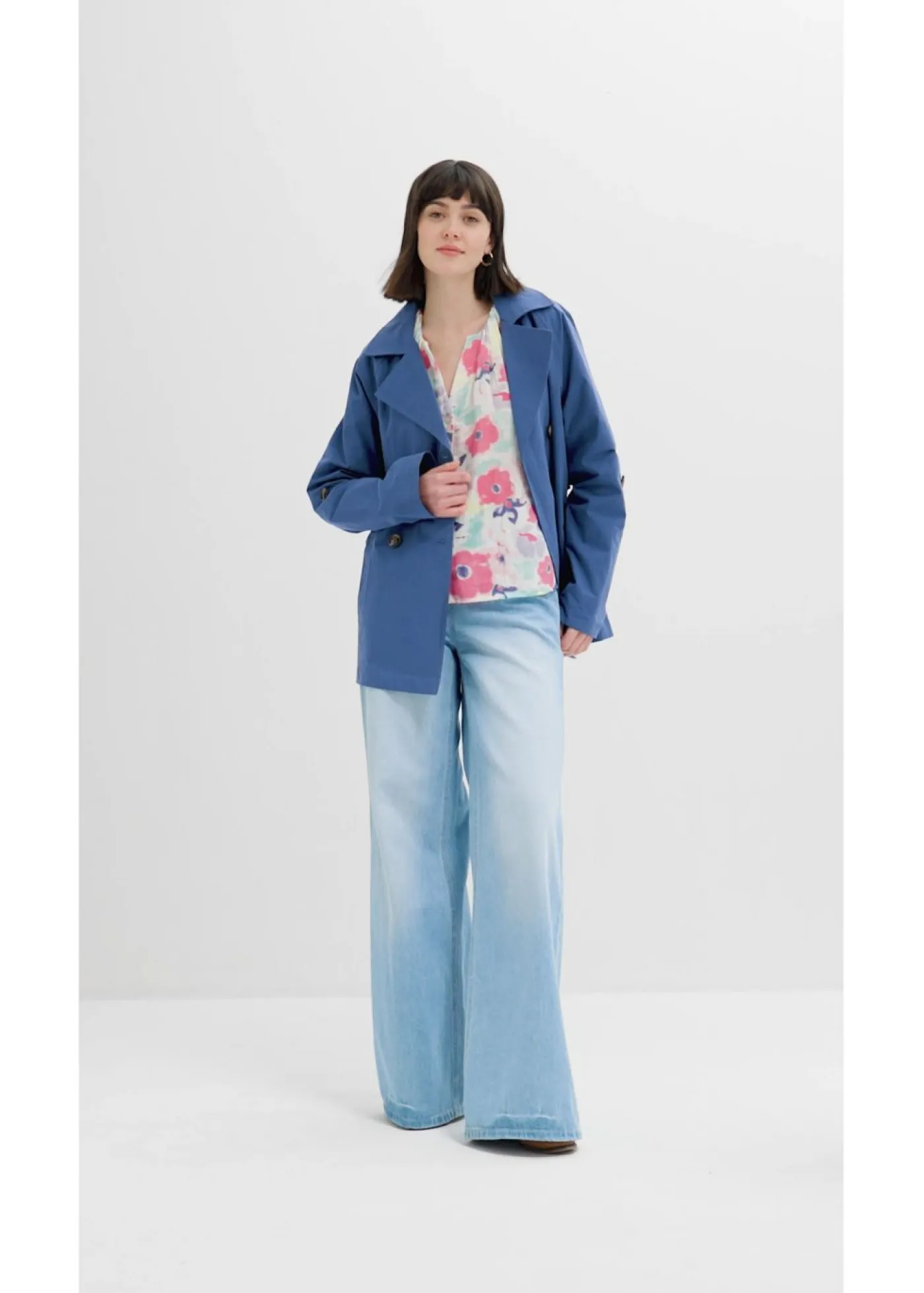 bonprix bonprix Blusa de muselina de algodón puro multicolor con flores Sale