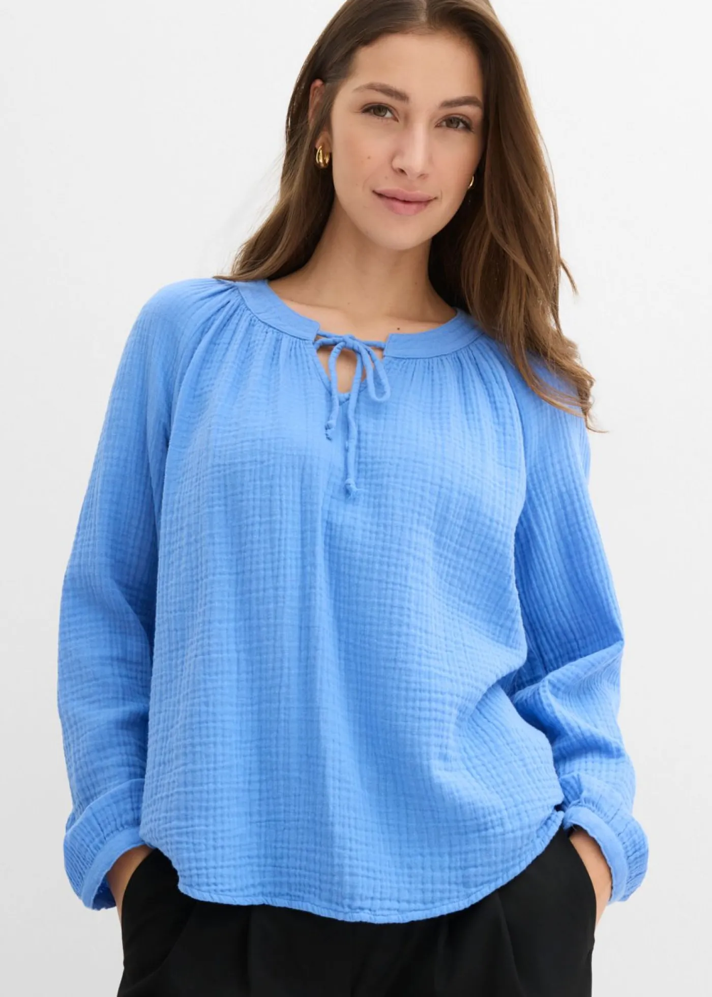 bonprix bonprix Blusa de muselina suave azul provenzal Clearance