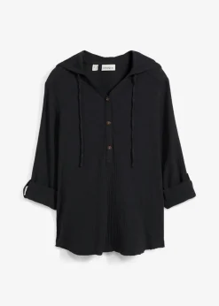 bonprix bonprix Blusa de muselina vaporosa Negro New