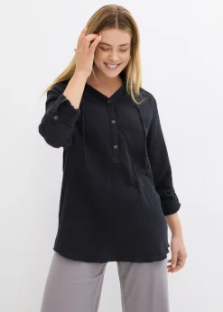bonprix bonprix Blusa de muselina vaporosa Negro New