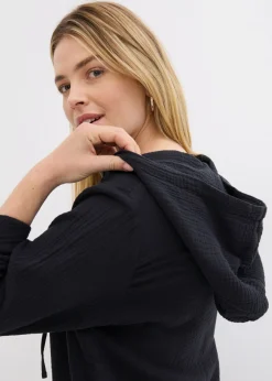bonprix bonprix Blusa de muselina vaporosa Negro New