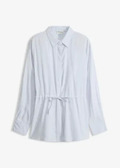 bonprix bonprix Blusa de popelín con pliegues azul pálido Clearance