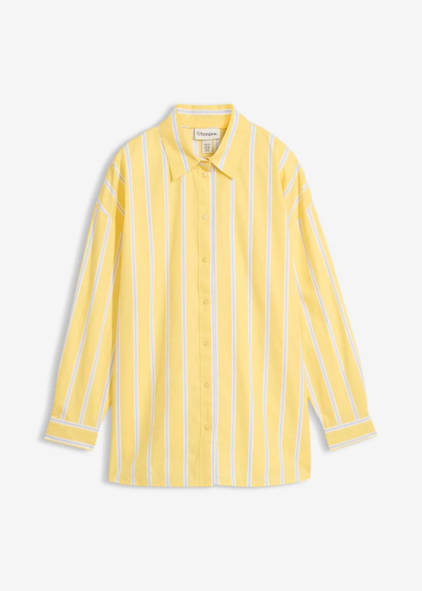 bonprix bonprix Blusa de popelín de algodón amarillo claro-blanco-azul pálido rayas verticales Online