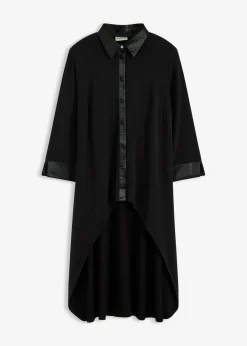 bonprix bonprix Blusa de punto con ribetes de satén Negro New