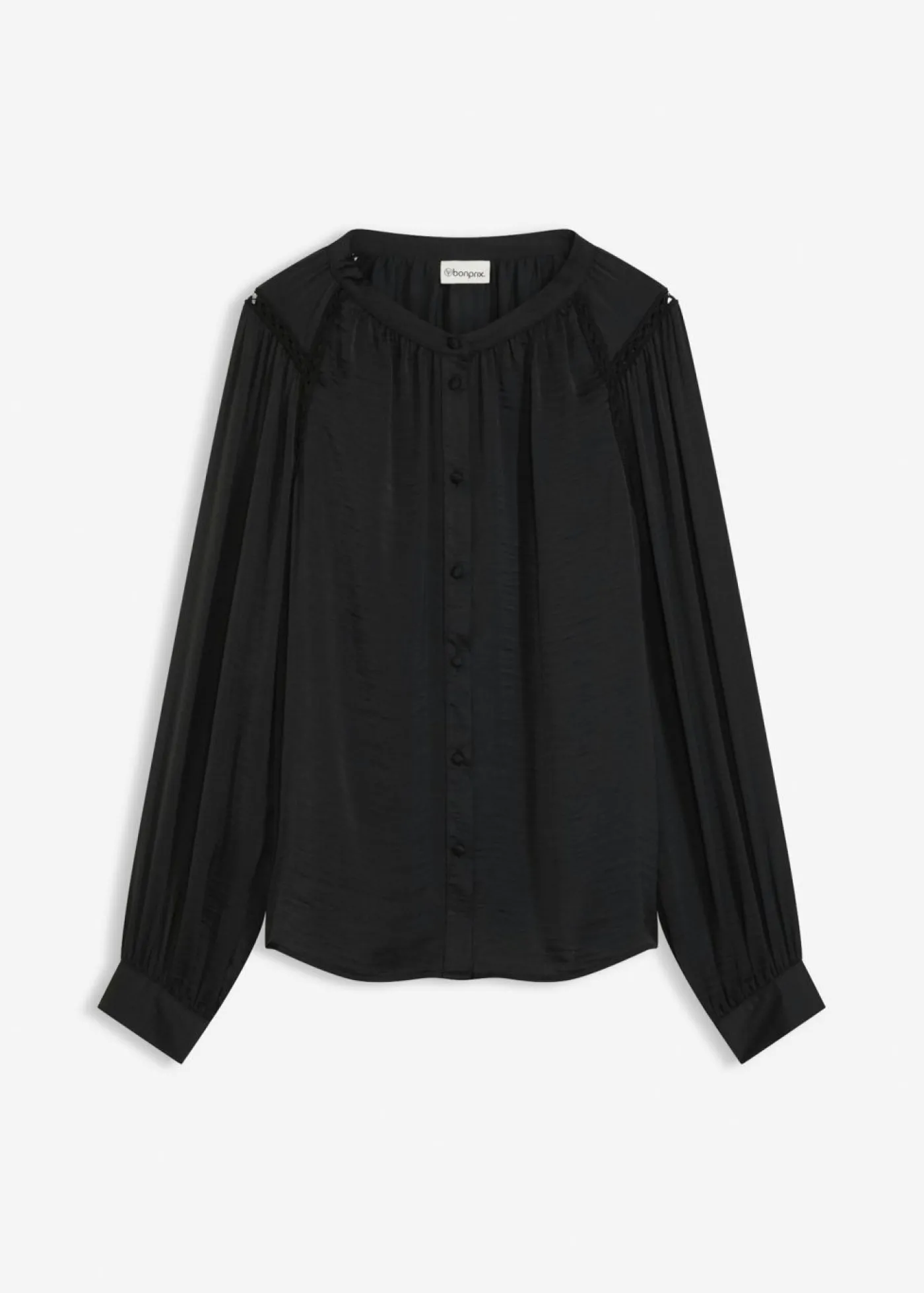 bonprix bonprix Blusa de satén con cintas de encaje Negro Hot