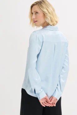 bonprix bonprix Blusa de satén fino azul pálido Outlet