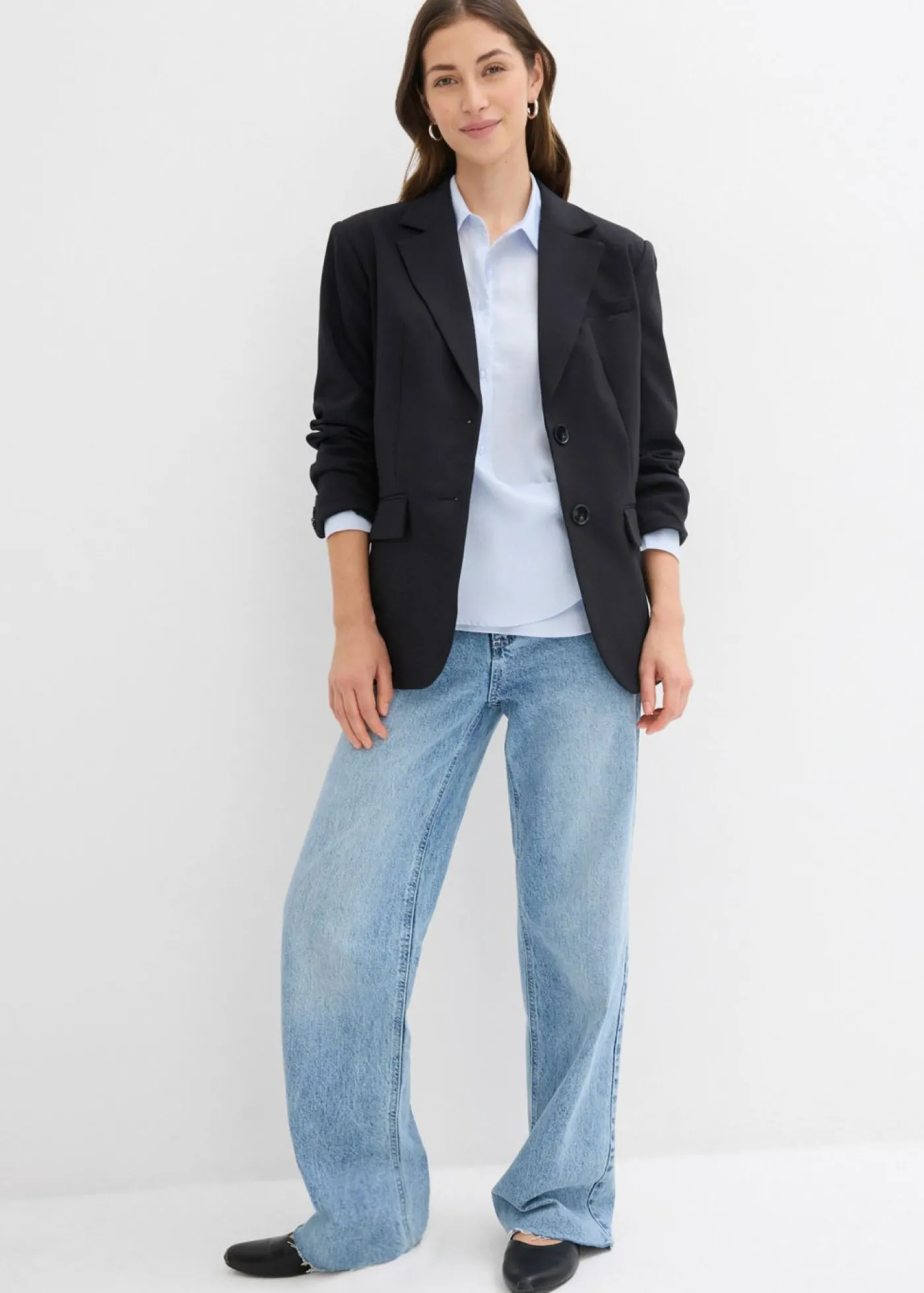 bonprix bonprix Blusa de satén fluido azul celeste Sale