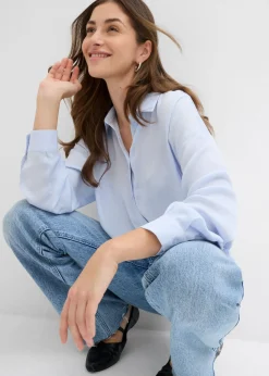 bonprix bonprix Blusa de satén fluido azul celeste Sale