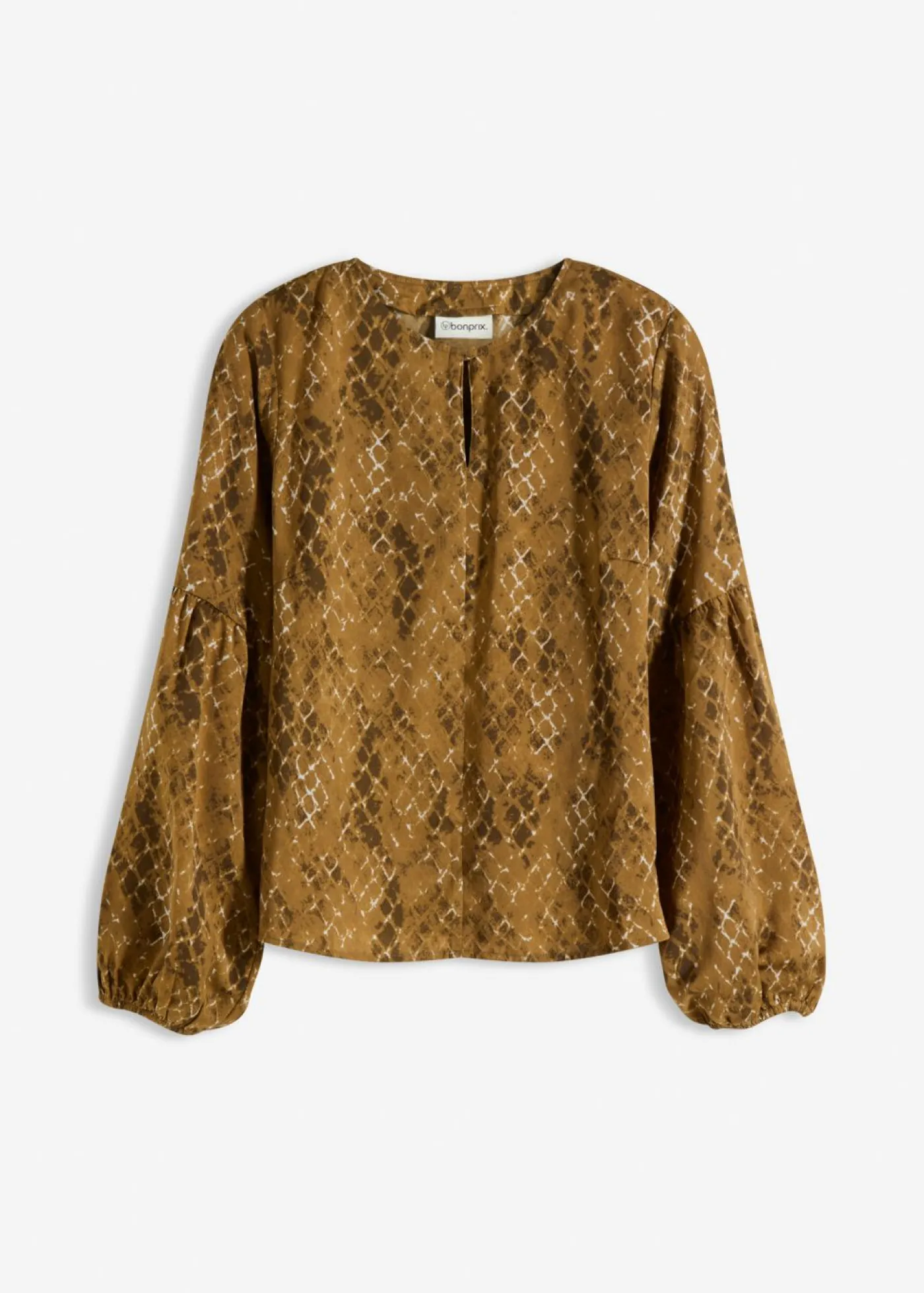 bonprix bonprix Blusa de satén fluido verde oliva/verde tierra estampado Sale