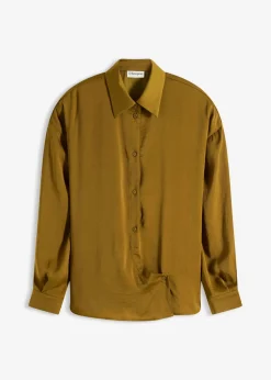 bonprix bonprix Blusa de satén fluido Verde tierra New