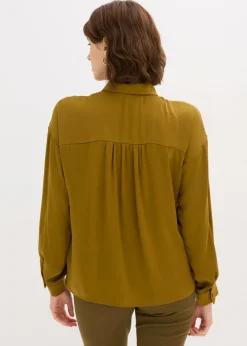 bonprix bonprix Blusa de satén fluido Verde tierra New