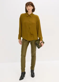 bonprix bonprix Blusa de satén fluido Verde tierra New
