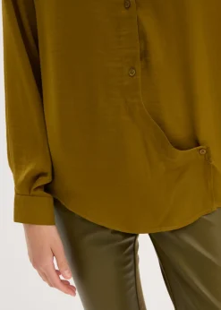 bonprix bonprix Blusa de satén fluido Verde tierra New