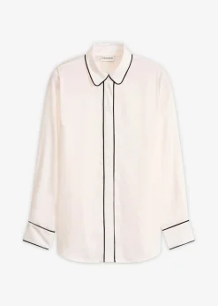 bonprix bonprix Blusa de satén fluido Blanco lana-negro Hot