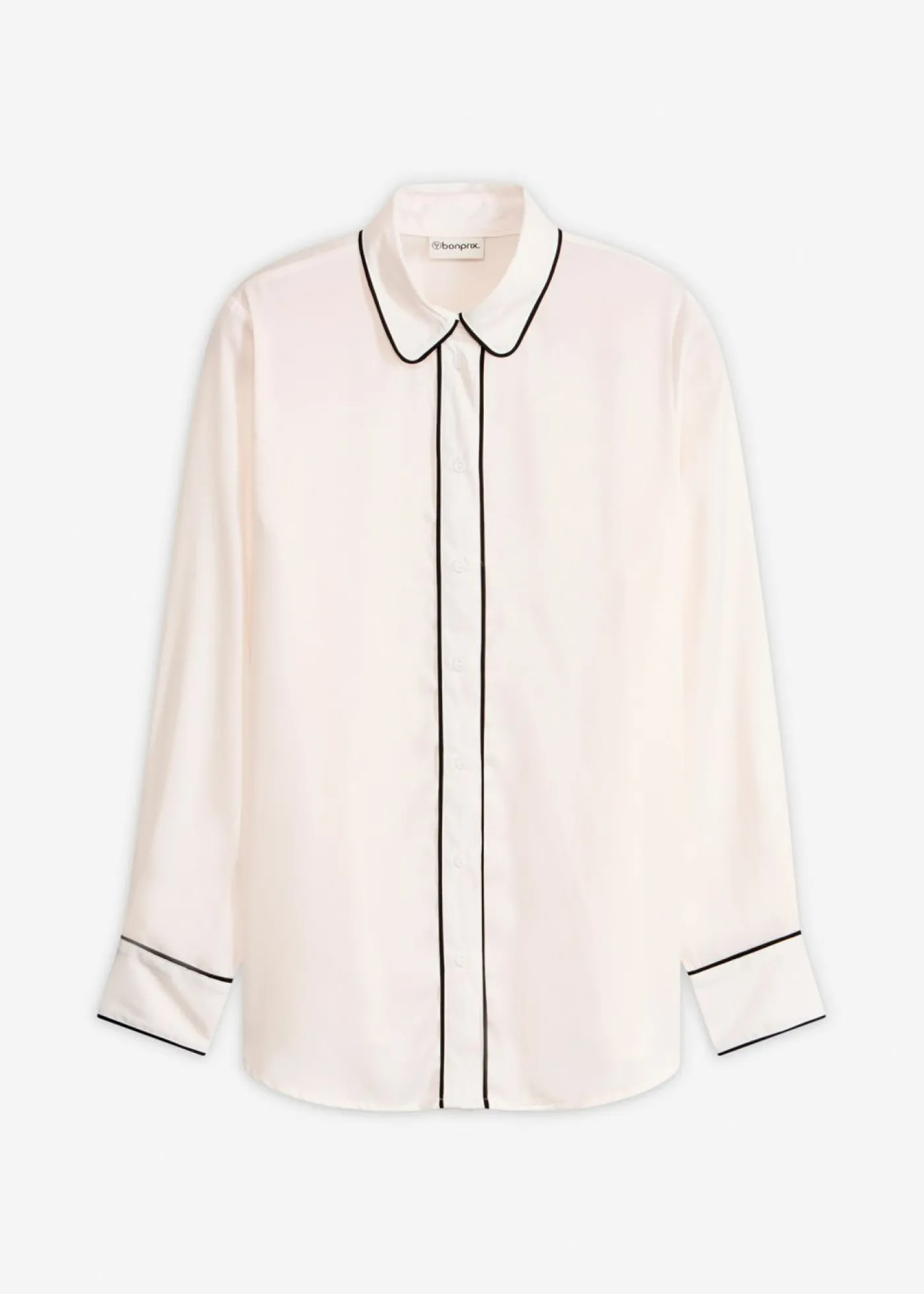 bonprix bonprix Blusa de satén fluido Blanco lana-negro Hot