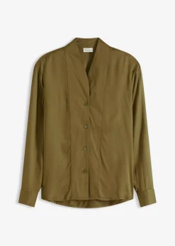 bonprix bonprix Blusa de satén fluido Oliva Outlet