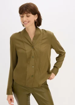 bonprix bonprix Blusa de satén fluido Oliva Outlet