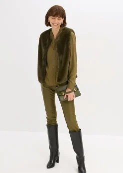 bonprix bonprix Blusa de satén fluido Oliva Outlet
