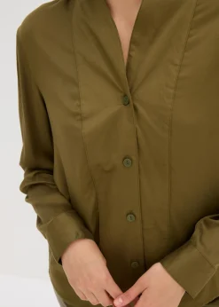 bonprix bonprix Blusa de satén fluido Oliva Outlet
