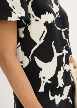 bonprix bonprix Blusa de satén fluido Negro-blanco Hot