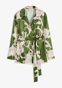 bonprix bonprix Blusa de satén fluido Verde de flores Hot
