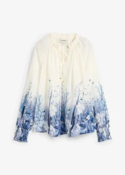 bonprix bonprix Blusa de seda azul pálido-azul marino Discount