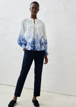 bonprix bonprix Blusa de seda azul pálido-azul marino Discount