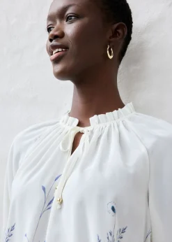 bonprix bonprix Blusa de seda azul pálido-azul marino Discount