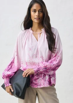 bonprix bonprix Blusa de seda Rosa/orquídea claro de flores