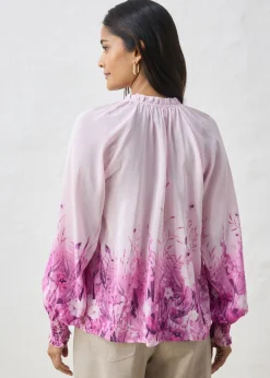 bonprix bonprix Blusa de seda Rosa/orquídea claro de flores