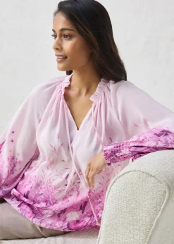 bonprix bonprix Blusa de seda Rosa/orquídea claro de flores